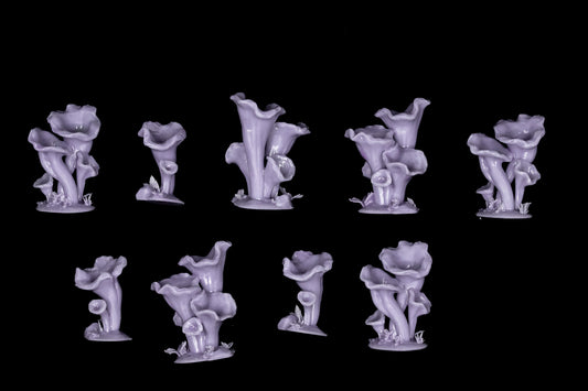 Trumpet Mushrooms Set 3D Printed Miniature Basing Scatter